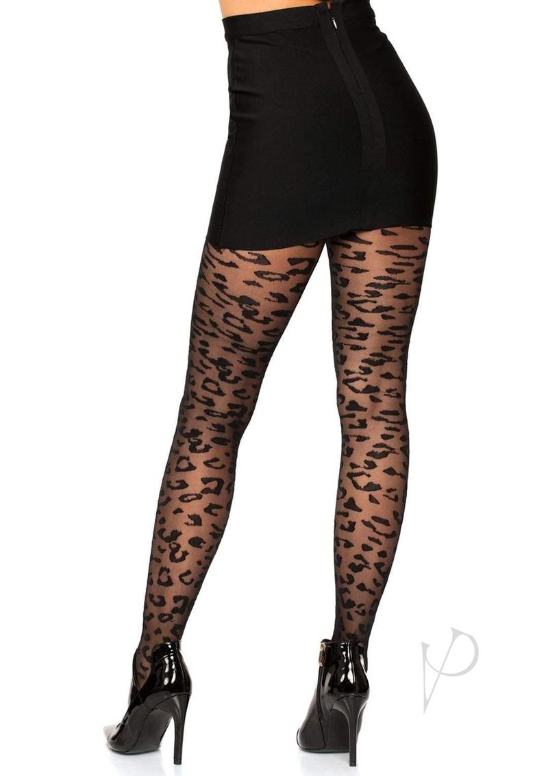 Sheer Leopard Tights Os Black