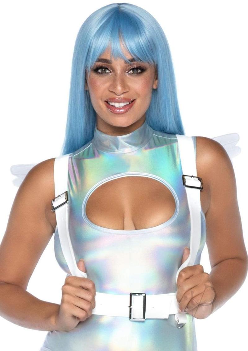 Furry Angel Wing Body Harness Os White