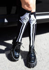 Skeleton Over The Knee Socks Blk/wht