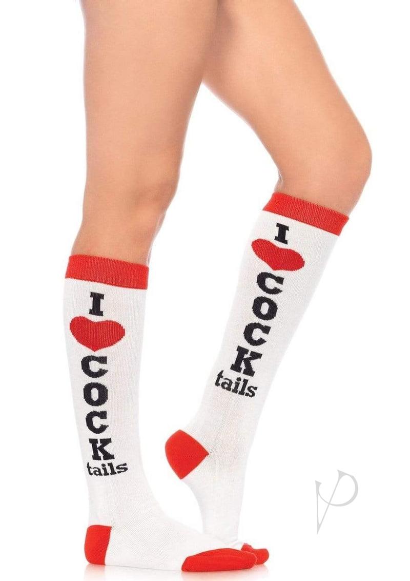 Cocktails Knee Socks White/red