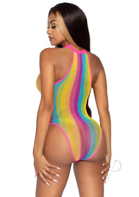 Rainbow Striped Halter Bodysuit W/snap