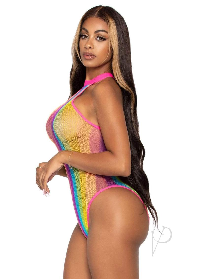 Rainbow Striped Halter Bodysuit W/snap