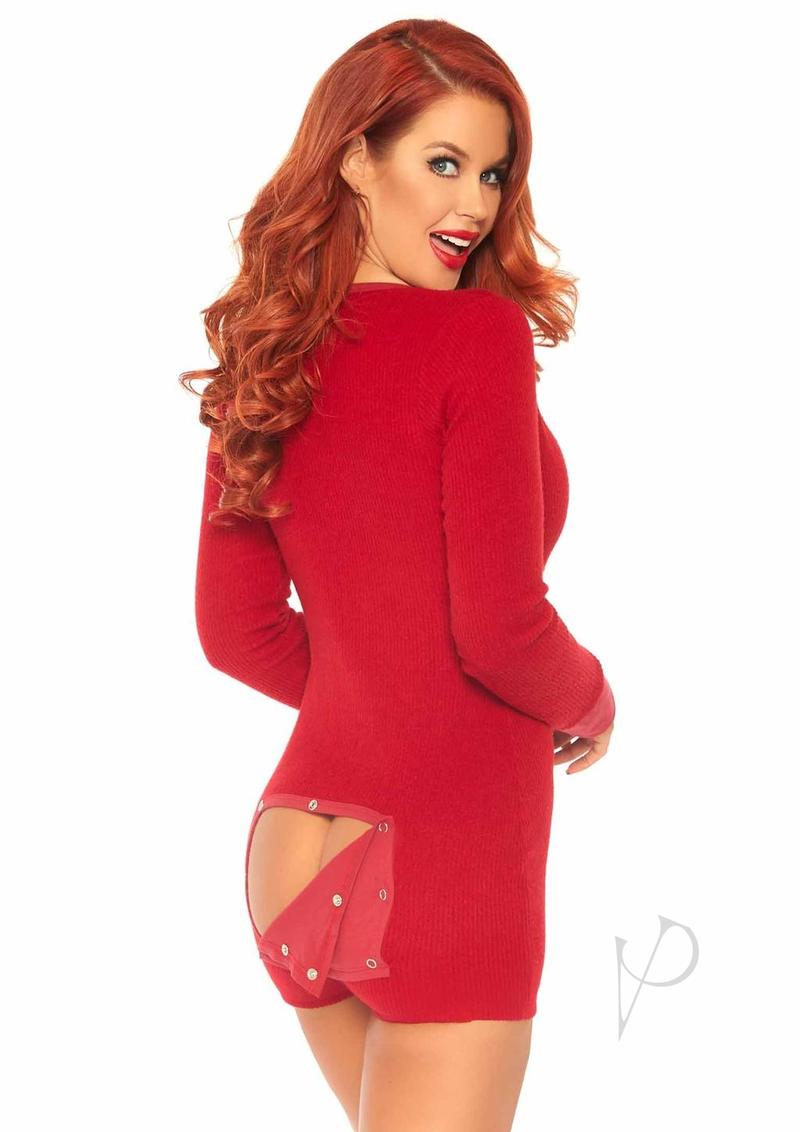 Brushed Romper Long John W/flap Xl Red