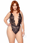 Floral Teddy Thong Robe 3pc 1x/2x Black