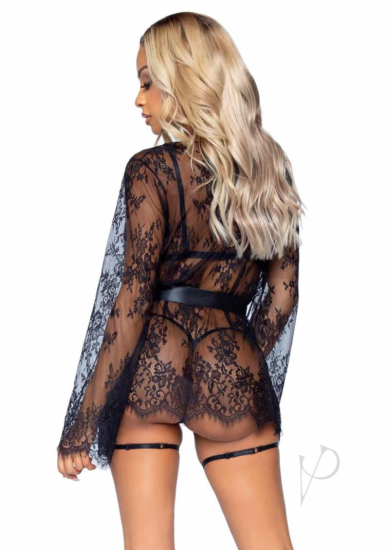 Eyelash Lace Garter Teddy 3pc Md Blk