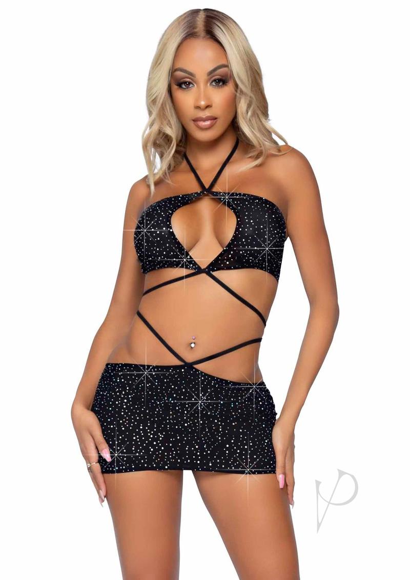 Rhinestone Keyholebandeau2pcsmblk(sale)