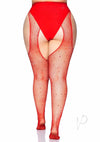 Crystalized Net Suspender Hose 1x/2x Red