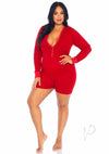 Brushed Romper Long John/flap 1x/2x Red