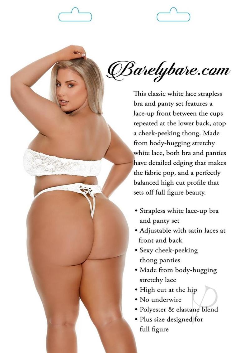 Barely B Lace Bra Thong Plus White(disc)