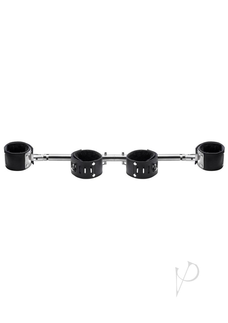 Strict Leather Adjustable Swiveling Spreader Bar with Leather Cuffs