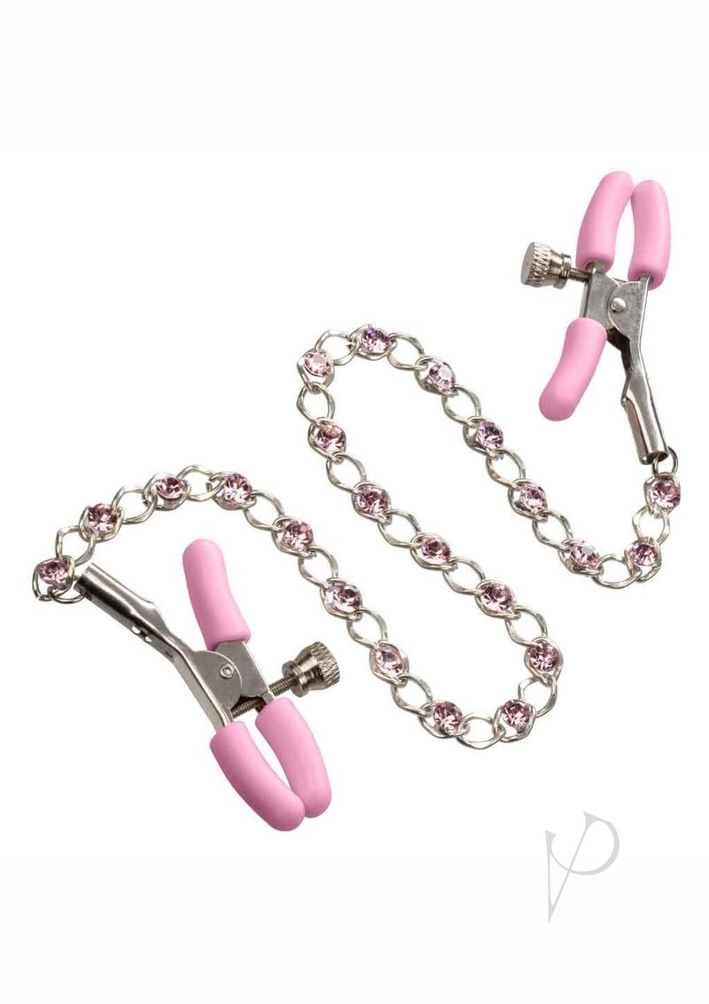 Nipple Play Crystal Chain Clamps Pink