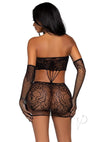 Strap Lace Tube Dress/gloves 2pc Os Blk