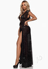 Iridescent Rhinestone Sheer Robe Os Blk