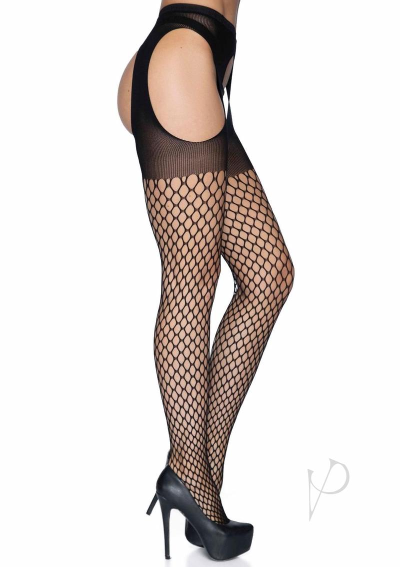 Oval Suspender Hose Opaque Top Os Blk