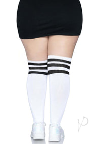 Over The Knee Athl Socks 1x/2x Wht/blk