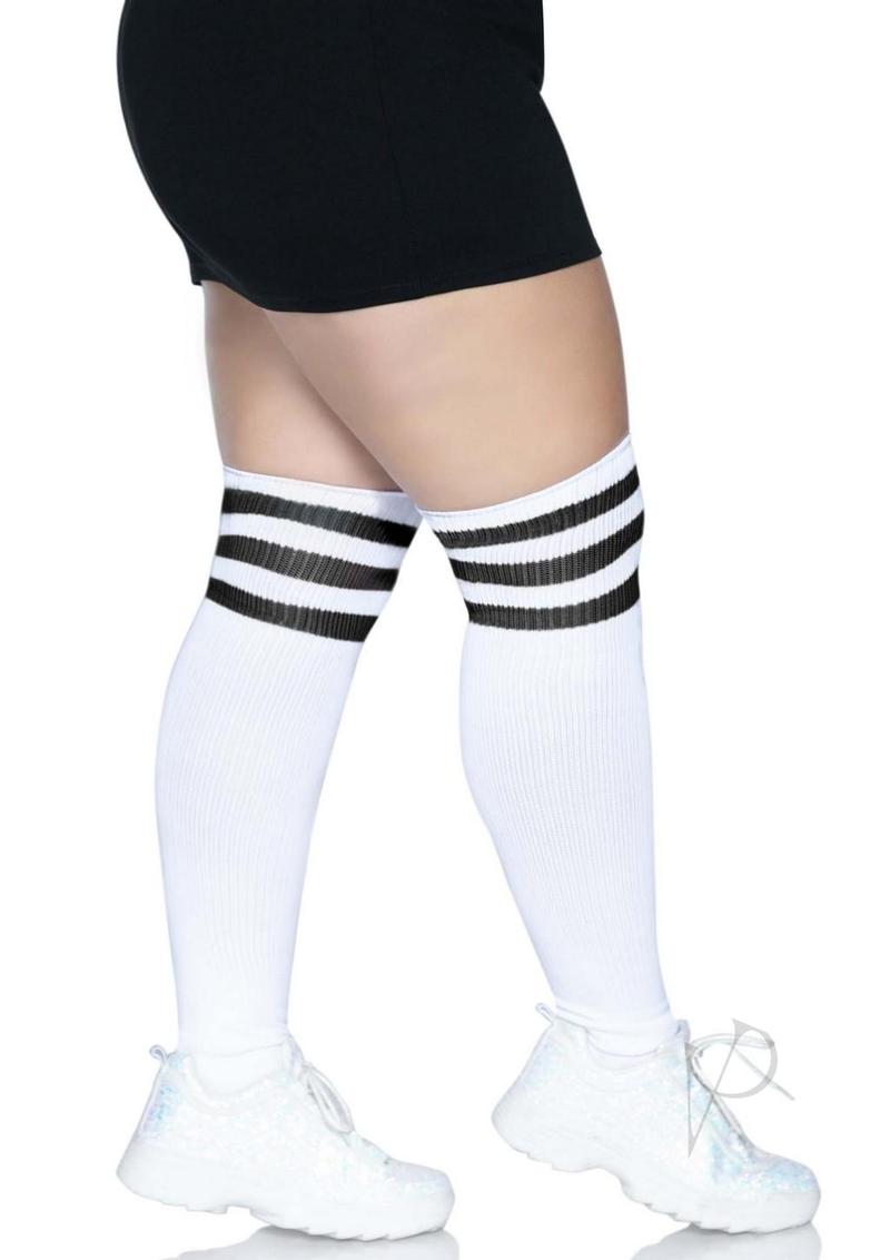 Over The Knee Athl Socks 1x/2x Wht/blk