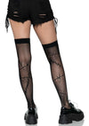 Stitched Up Fishnet Thigh High Os Black