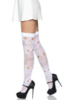 Sugar Skull Net Thigh Highs Os White