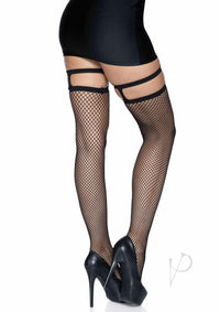 Fishnet Thigh High Garter Top Os Black