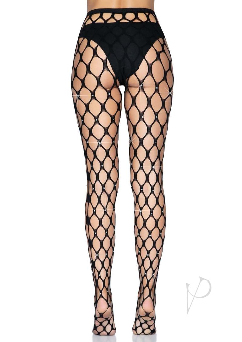 Rhinestone Jumbo Pothole Tights Os Black