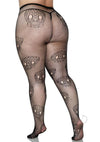 Lace Skull Fishnet Tights 1x/2x Black