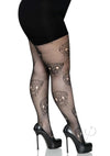 Lace Skull Fishnet Tights 1x/2x Black