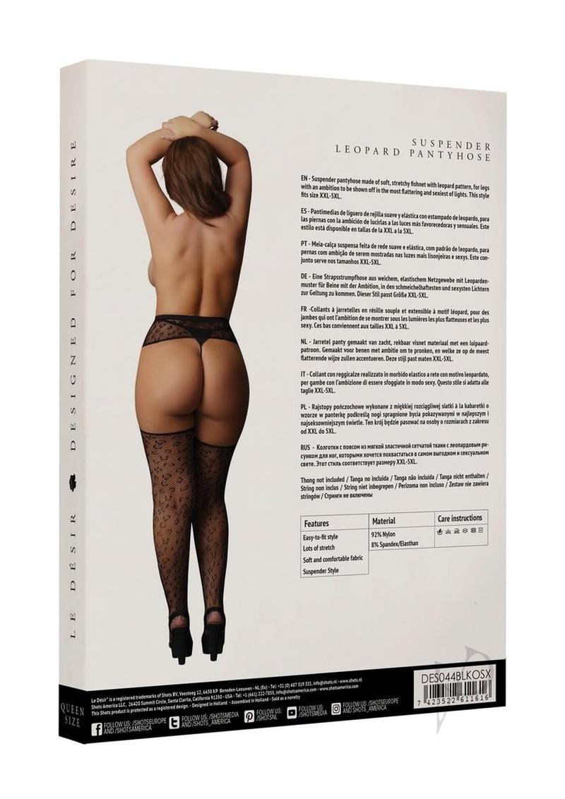 Suspender Leopard Pantyhose Qn Blk