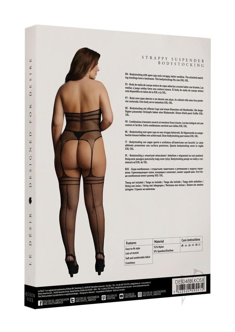 Strappy Suspender Bodystocking Qn Blk