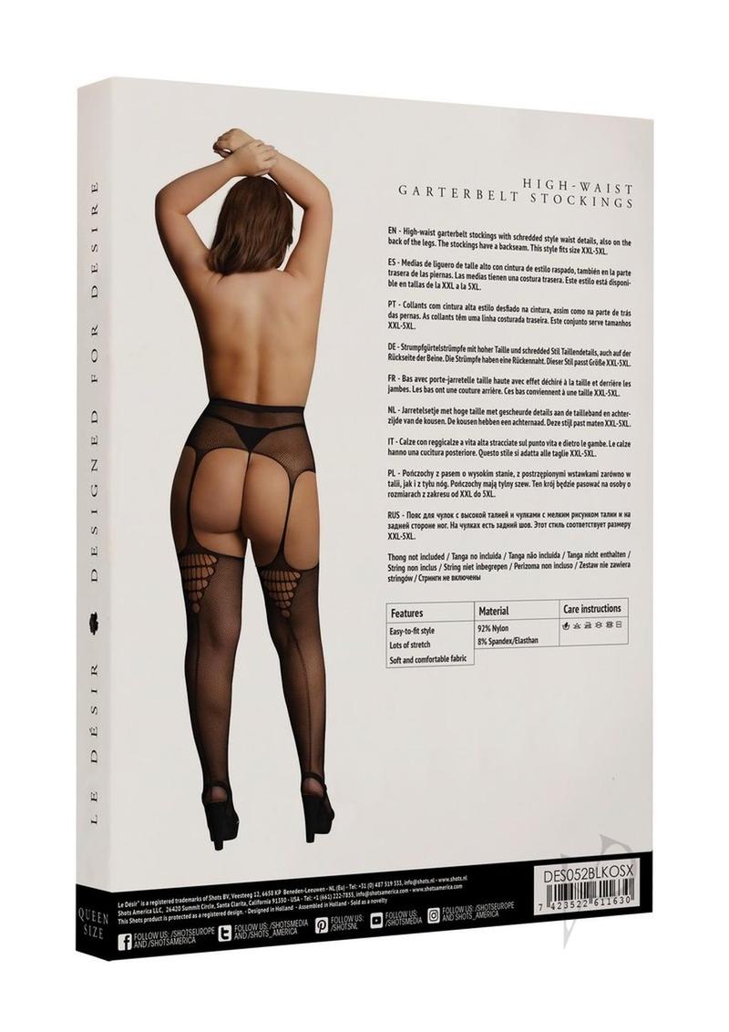 High Waist Garterbelt Stockings Qn Blk