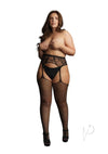 Fishnet Lace Garterbelt Stocking Qn Blk