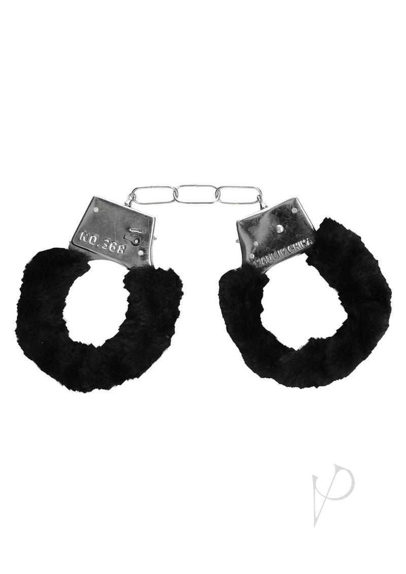 Ouch Pleasure Furry Hand Cuffs Black