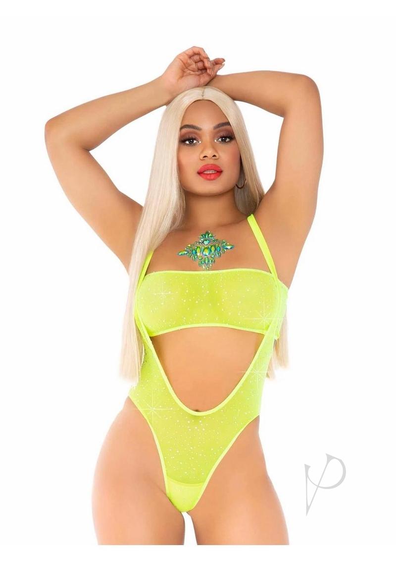 Rhinestone Mesh Bandeau/body Os 2pc Ylw