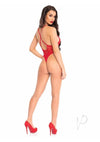 Floral Lace Thong Teddy Os Red