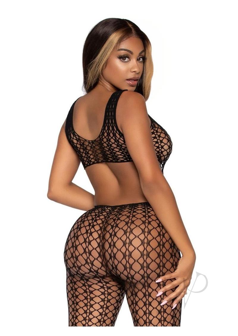 Lattice Net Footless Bodystocking Os Blk
