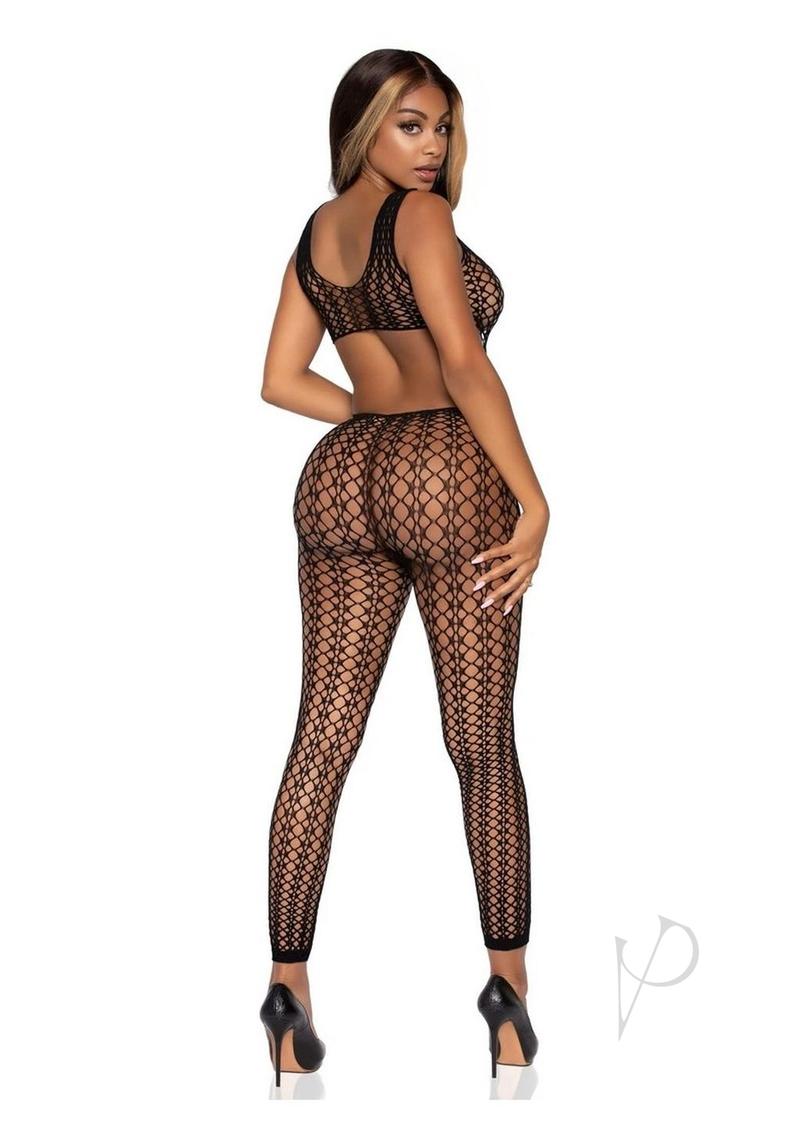Lattice Net Footless Bodystocking Os Blk