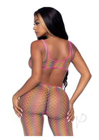 Rainbow Net Footless Bodystocking Os Blk