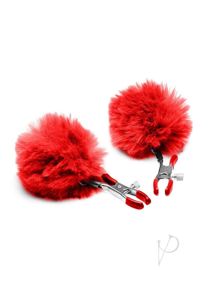 Charmed Pom Pom Nipple Clamps Red