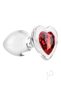 Aande Red Heart Gem Glass Plug Med