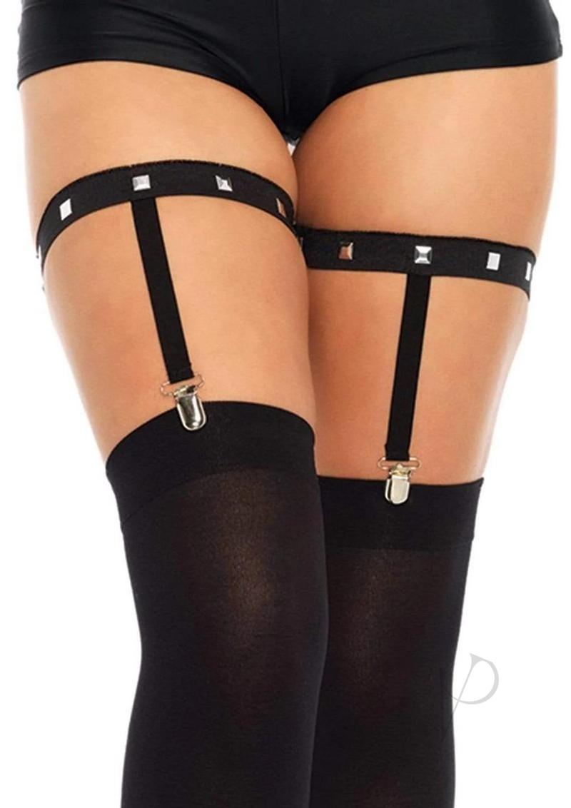 Studded Elastic Garter Suspender Os Blk