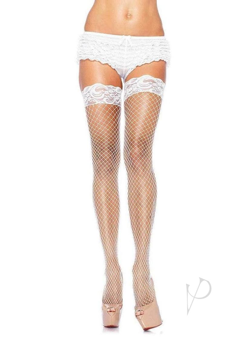 Spandex Indust Net Thigh Highs Os Wht