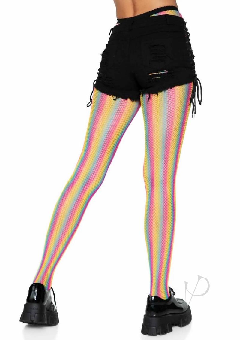 Neon Rainbow Stripe Pantyhose Os