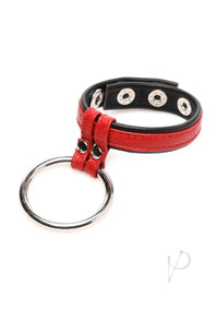 Strict Cock Gear Leather/steel Ring Red