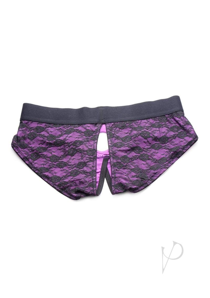 Strap U Lace Envy Crotchless 2xl Purple