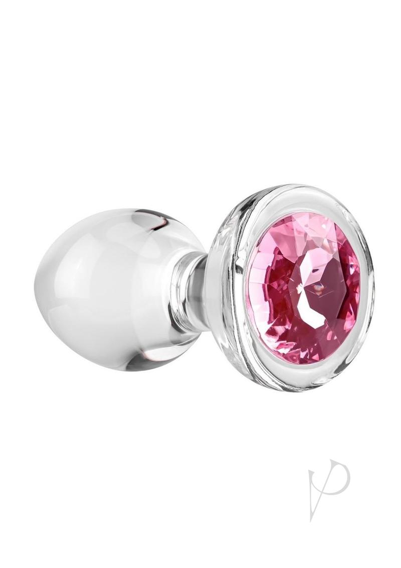Adam & Eve Pink Gem Glass Butt Plug Medium