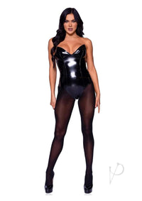 Vinyl Boned Bodysuit Lg Black