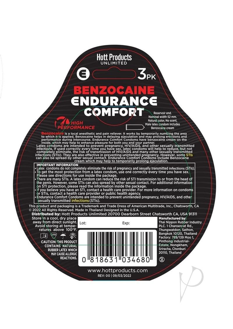 Endurance Comfort Condoms 3pk