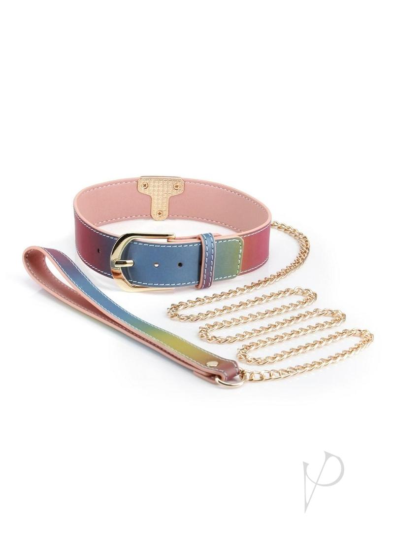 Spectra Bondage Collar and Leash Rainbow