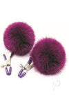 Sexy Af Nipple Clamps Purple Puff Balls