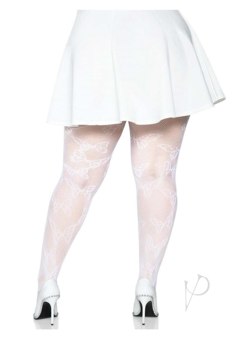 Butterfly Net Tights 1x/2x White