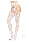 Heart Net Suspender Hose Os White